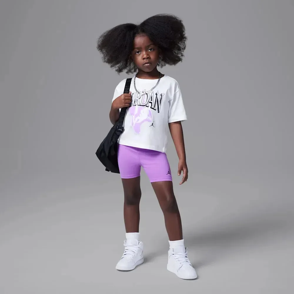 Conjunto de camisetas e shorts retrô Jordan para bebês (2 a 4 anos), cor fúcsia, tamanho energético, 2 anos