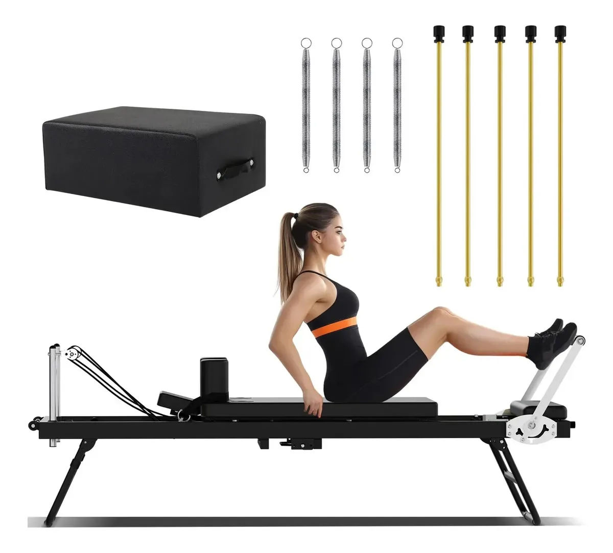 Conjunto dobrável de reformador de Pilates com caixa de assento