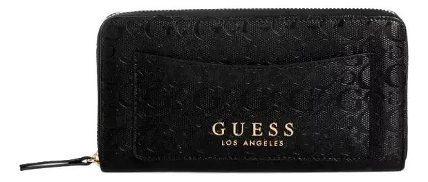 Carteiras femininas Guess Color Kiran, preto, design de tecido liso