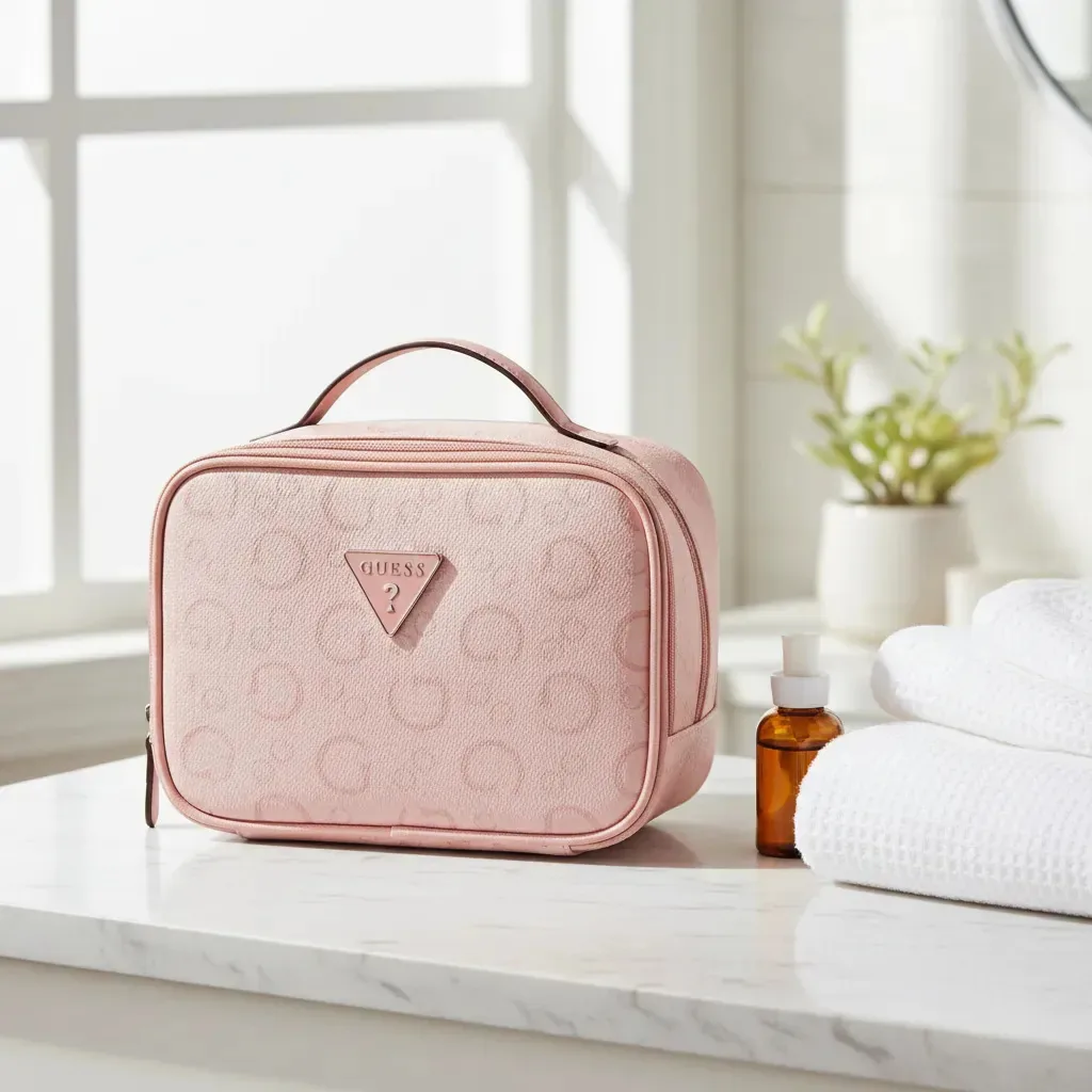 Bolsa de higiene feminina Guess Brecken Travel com compartimento rosa para monografia