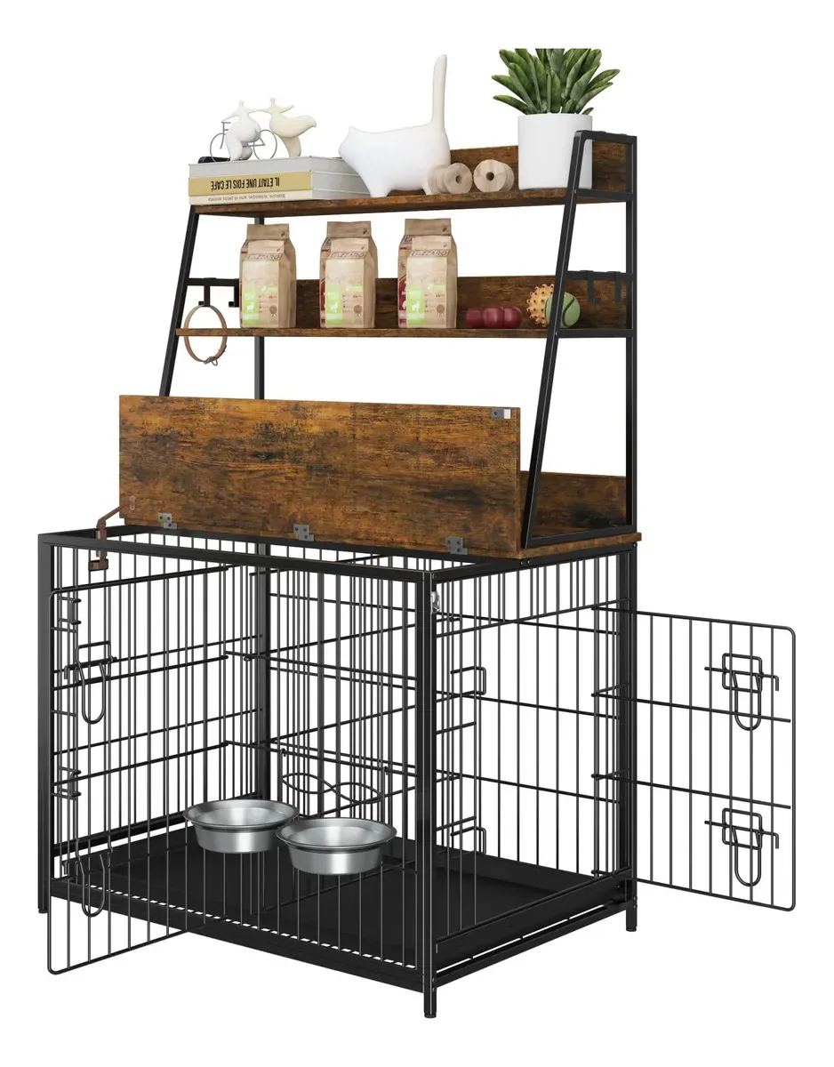 Estilo de mobiliário Garveelife - gaiola básica para cães. Marron