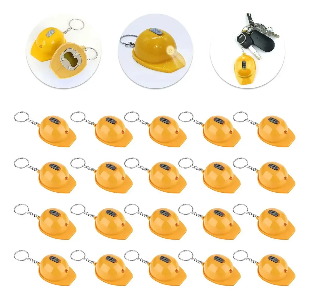 Chaveiros de capacete com Light Engineers Uncapper Chaveiros 20p amarelos