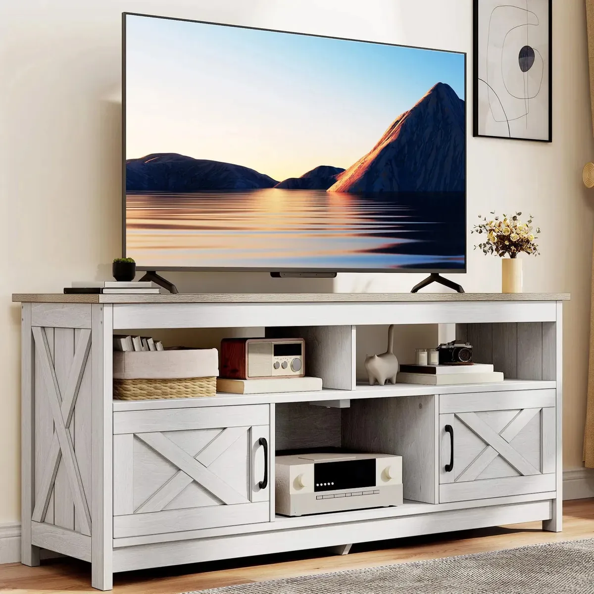Suporte de TV Dwvo 65 cinza para carregamento e armazenamento