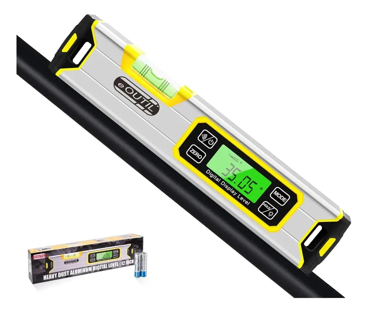 Inclinômetro de nível digital com display LED e base magnética