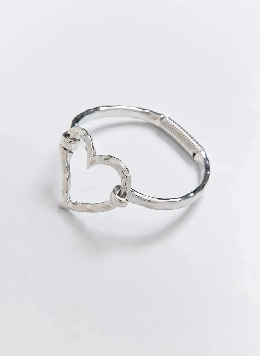 Bracelete Prateado Coração Prata