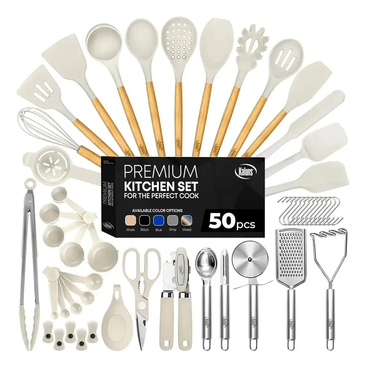 Conjunto de utensílios de cozinha de silicone, 50 peças