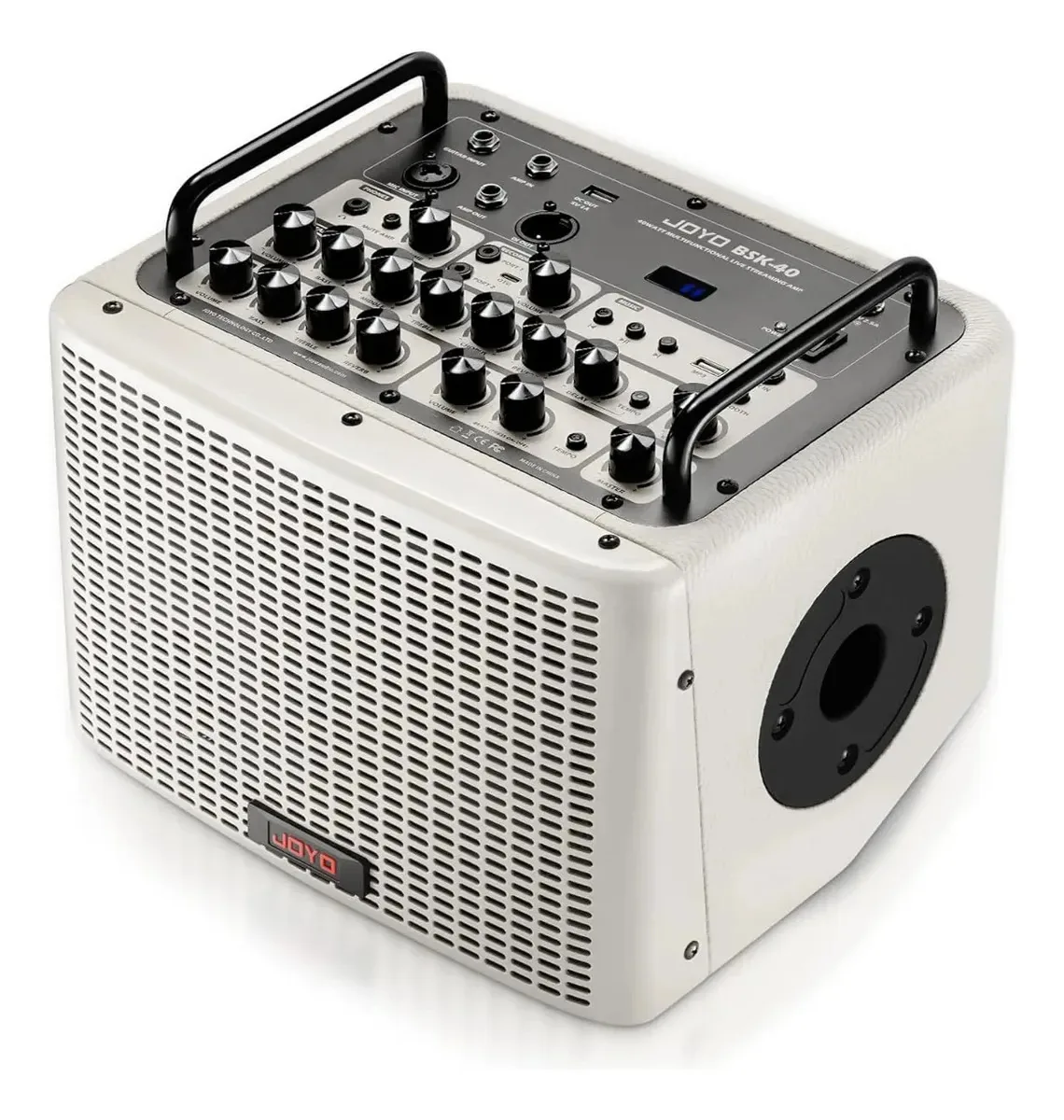 Amplificador de guitarra Bluetooth 40w com efeitos e bateria branca