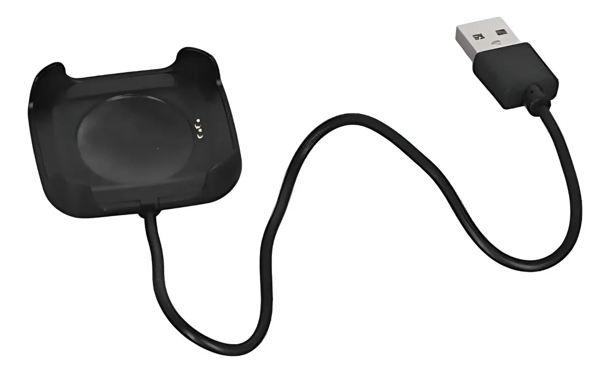 Carregador USB rápido para smartwatch esportivo preto