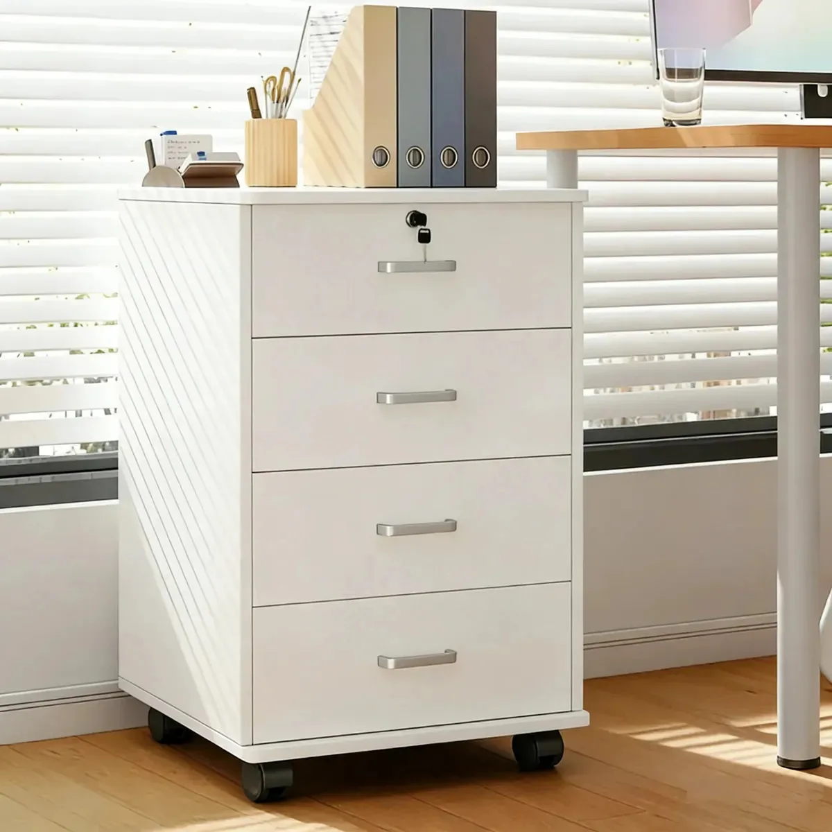 Estante moderna perfeita, 4 camadas, móveis de armazenamento brancos