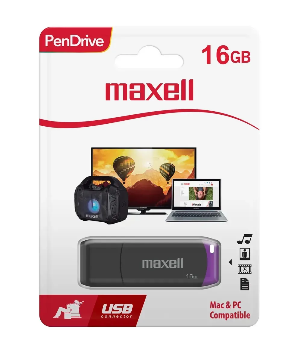 Unidade flash roxa Maxell Usbpd 16gb 2.0