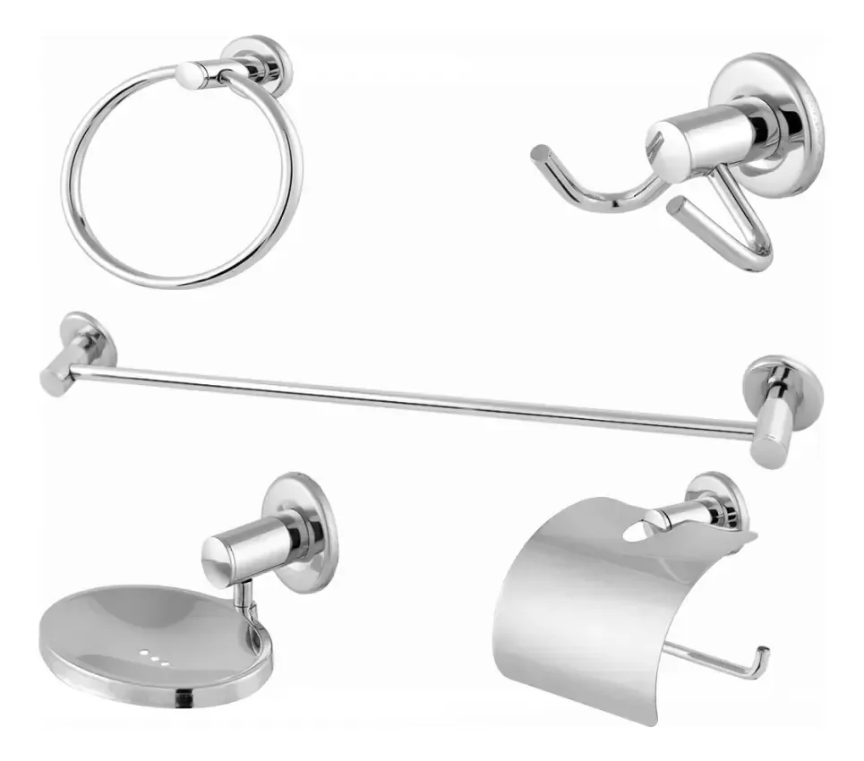 Kit Acessórios Para Banheiro 5 Peças Inox Império