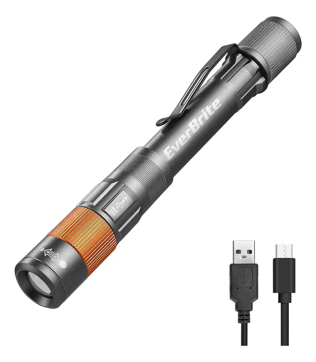 Lanterna táctica recarregável Everbrite EverBrite EDC300 cor cinza luz branco