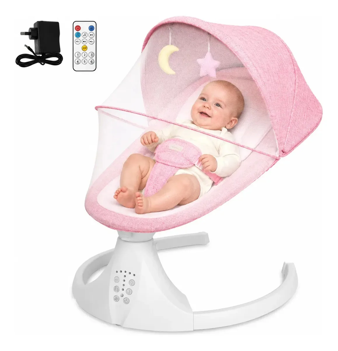 Cadeira de Balanço Flybb Elétrica com Bluetooth, Mosquiteiro e 5 Velocidades