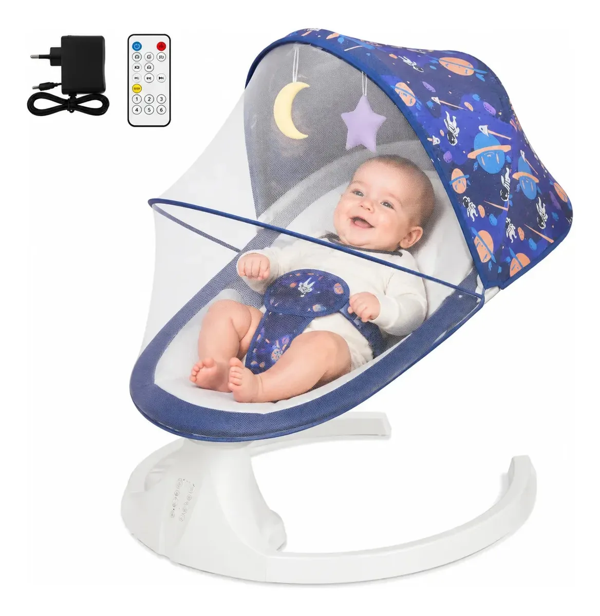 Cadeira de Balanço Elétrica Flybb DDYY08 com Mosquiteiro, Bluetooth e 5 Velocidades
