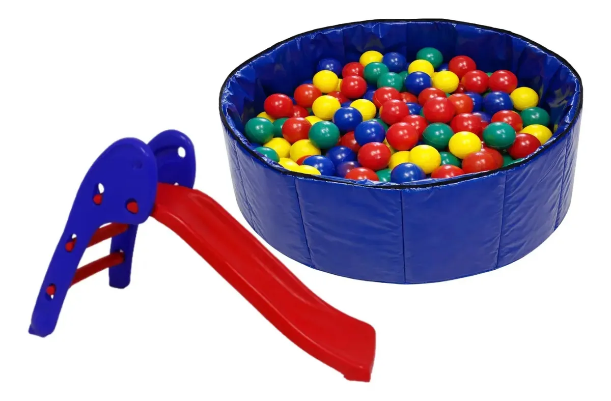 Piscina Infantil Com Escorrega Baby Resistente Azul