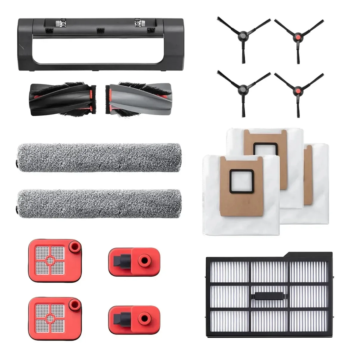 Kit de acessórios Robovac: pincéis, filtros e muito mais preto