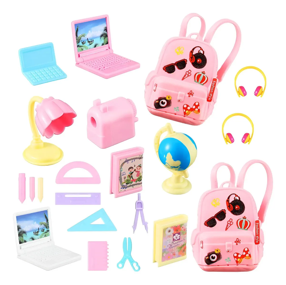 Zhanmai 21 Peças Boneca Material Escolar Mini Material Escol