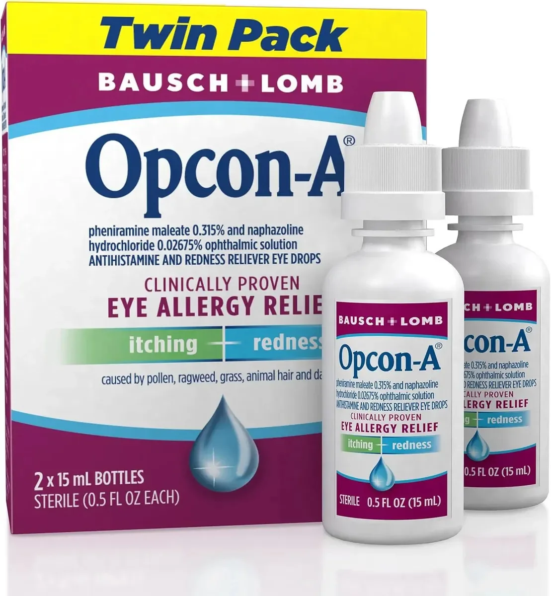 Colírio lubrificante Twin Pack Opcon-A 2x15ml