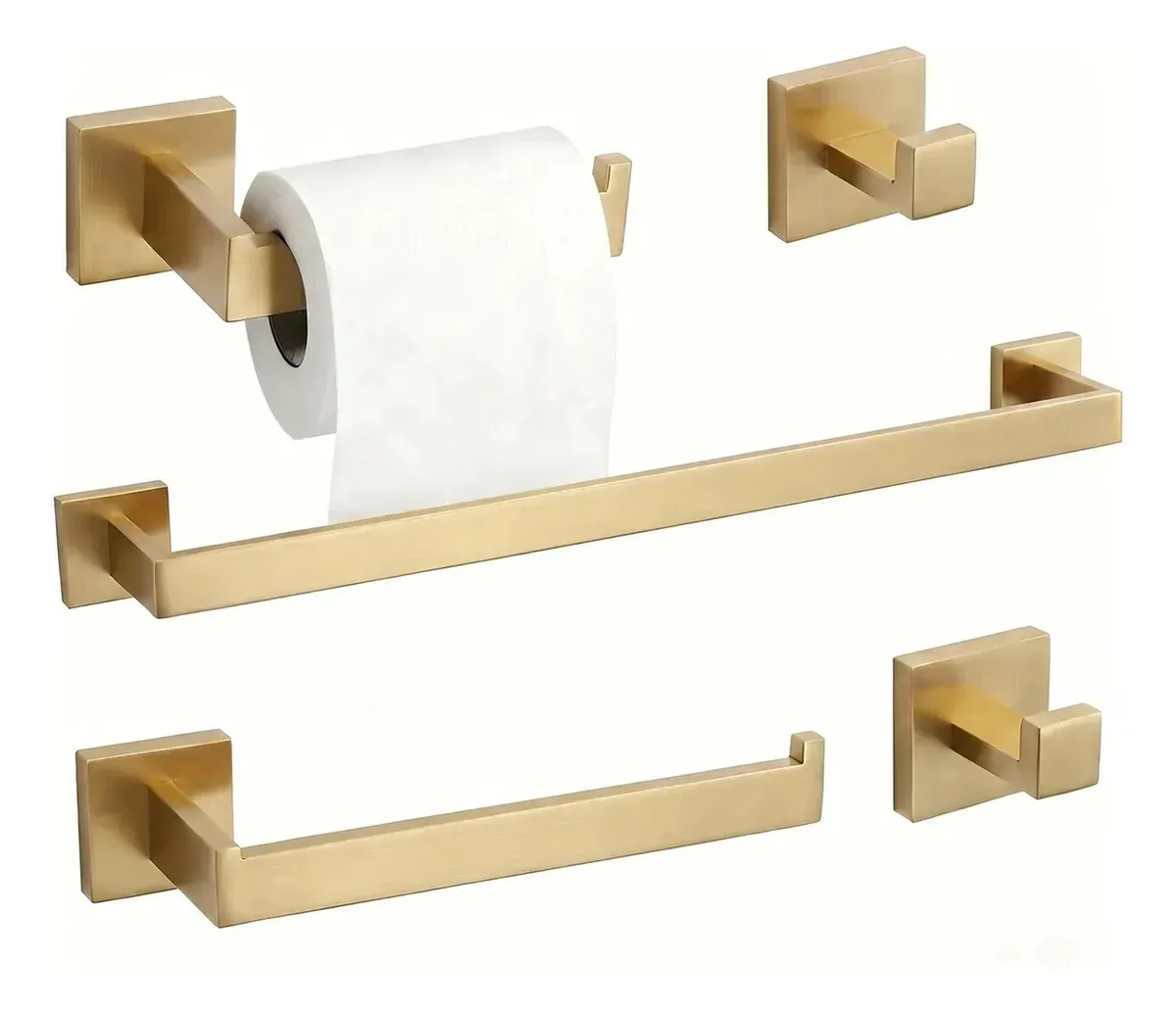 Kit 5pcs Inox Acessorios Para Banheiro Porta Toalhas Dourado