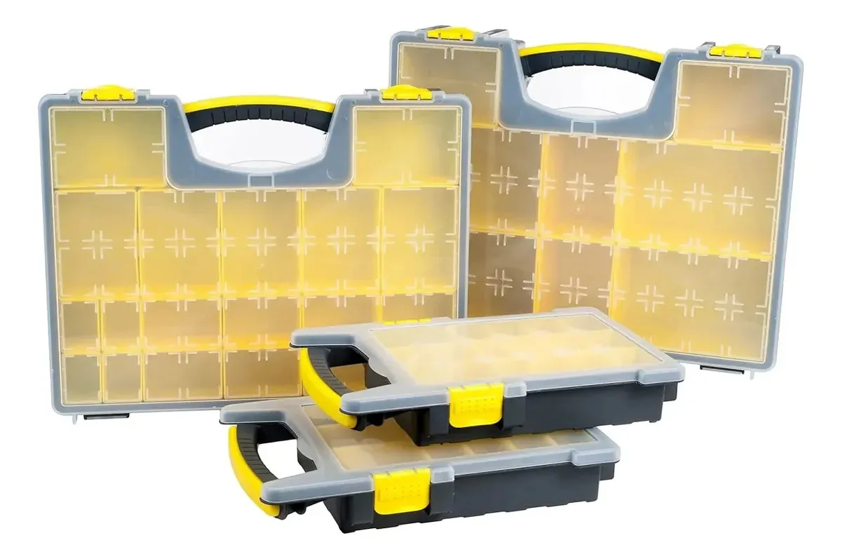 Conjunto de 4 caixas organizadoras portáteis para ferramentas - Amarelo