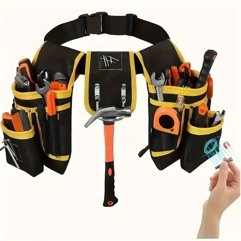 Cinto Para Ferramentas Profissional Ajustável Com 26 Bolsos Porta Ferramentas Para Cinto Bolsa Cinto Para Ferramentas Porta Brocas Cinto Carpinteiro Completo Resistente Lona Reforçada Com Suporte