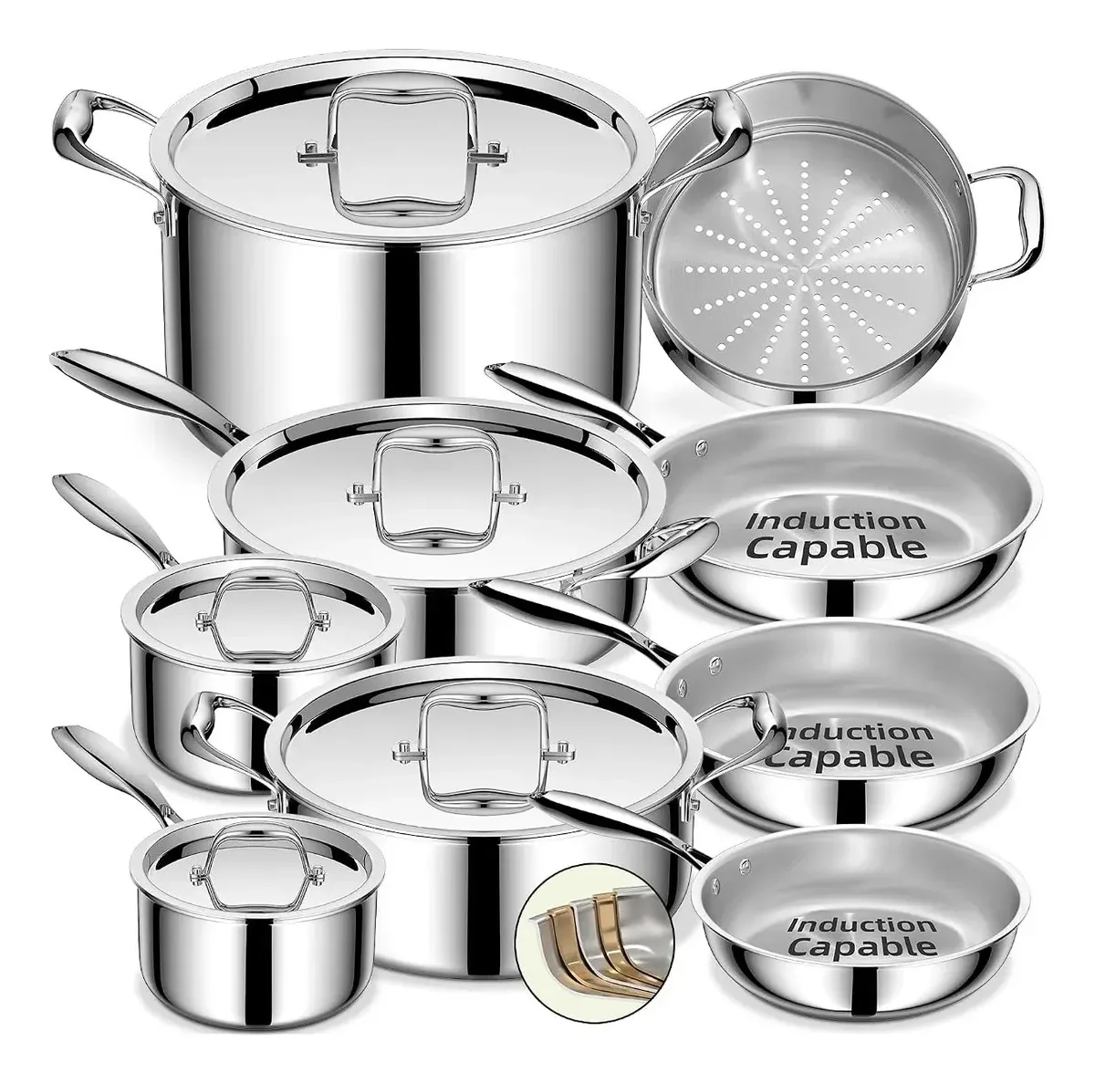 Conjunto de utensílios de cozinha de aço inoxidável de 14 peças