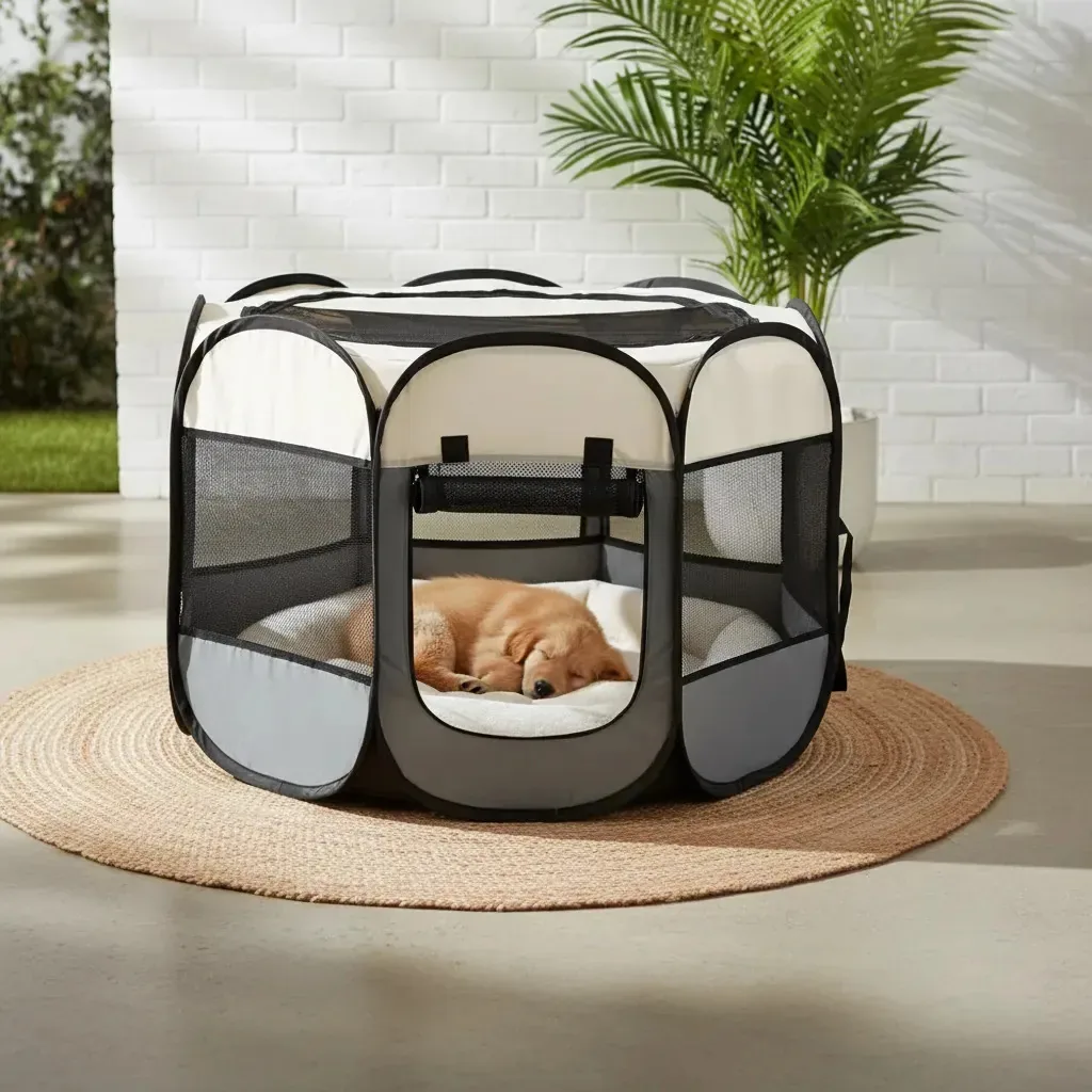 Jaula Dobrável Para Cães E Gatos Portátil Cinza