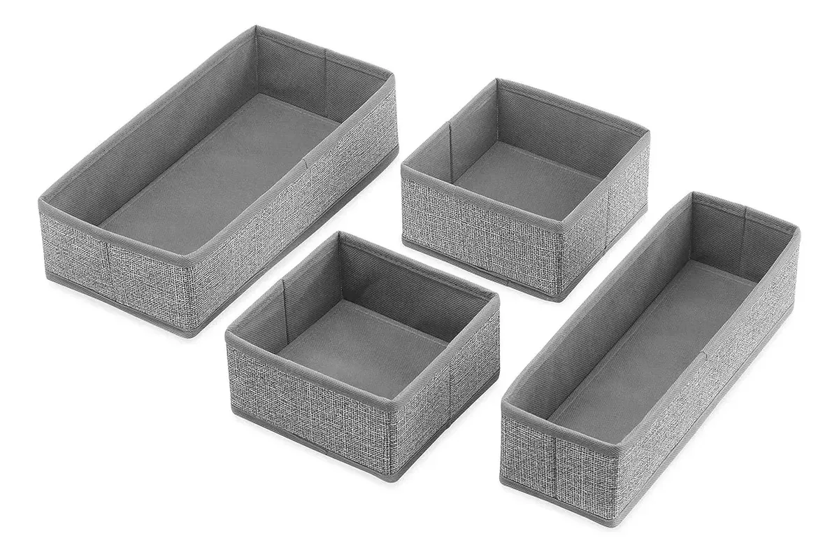 Conjunto de 4 organizadores de gavetas dobráveis - cinza cinza
