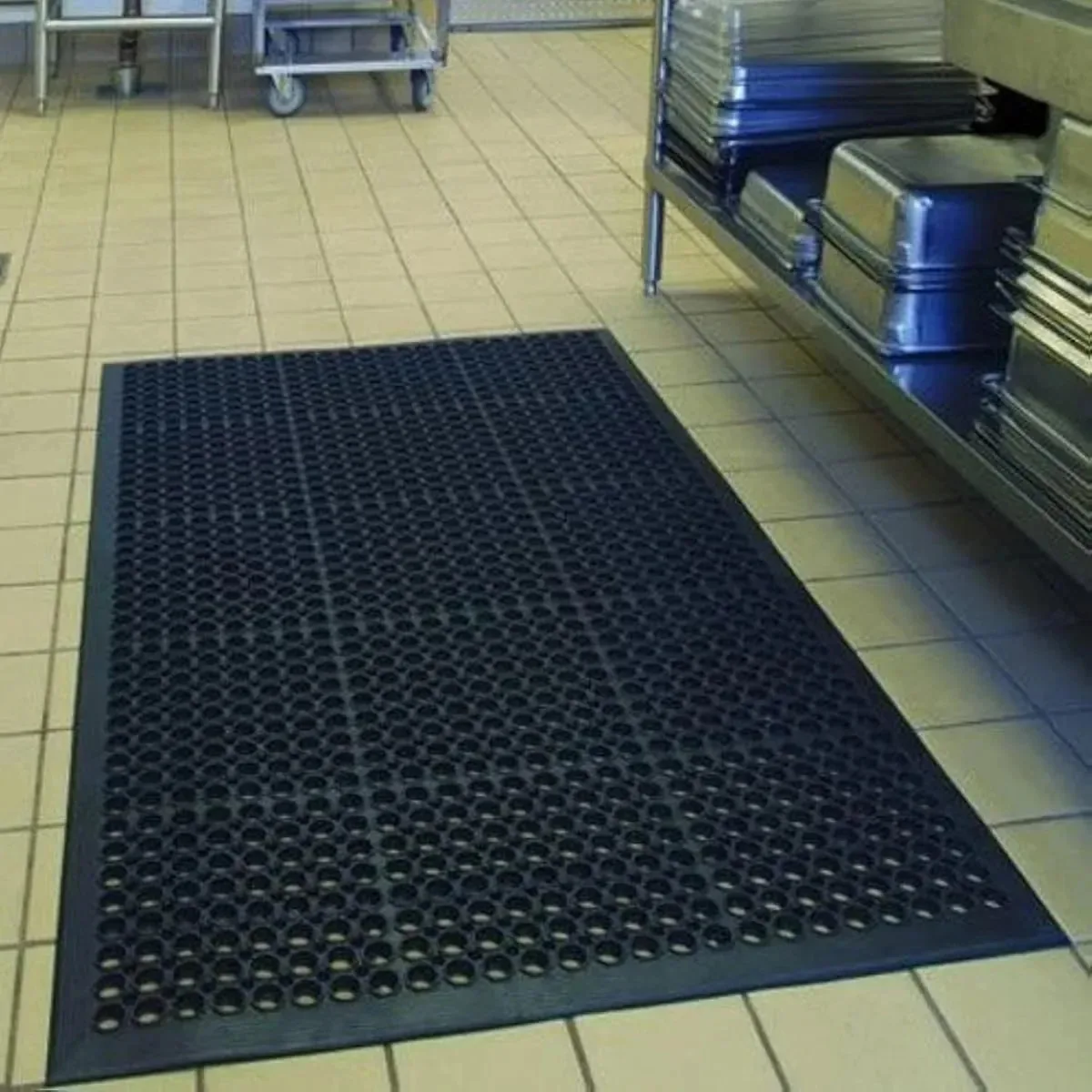 Tapete antiderrapante antifadiga para cozinha e bar preto