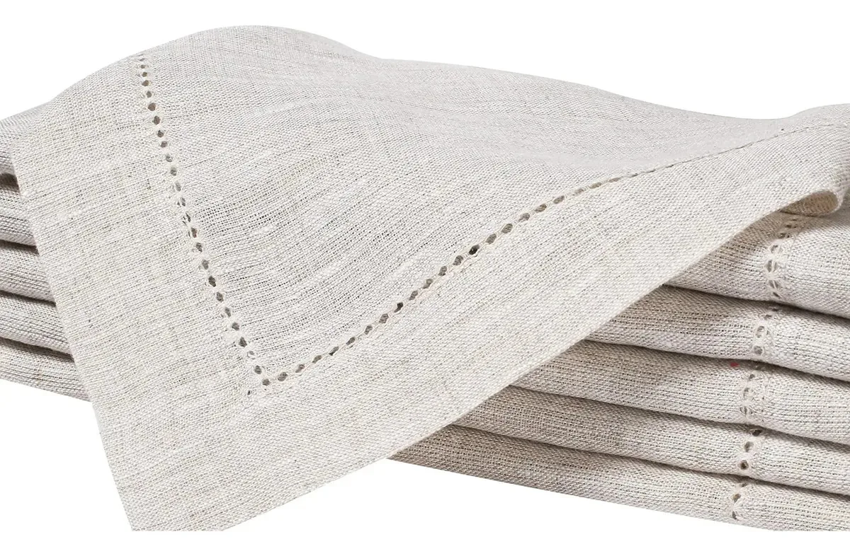 Guardanapos de jantar naturais de 16 x 16 polegadas com bainha costurada 100% linho, guardanapos de casamento, guardanapos de coquetel, guardanapos de tecido, guardanapos de algodão com cantos