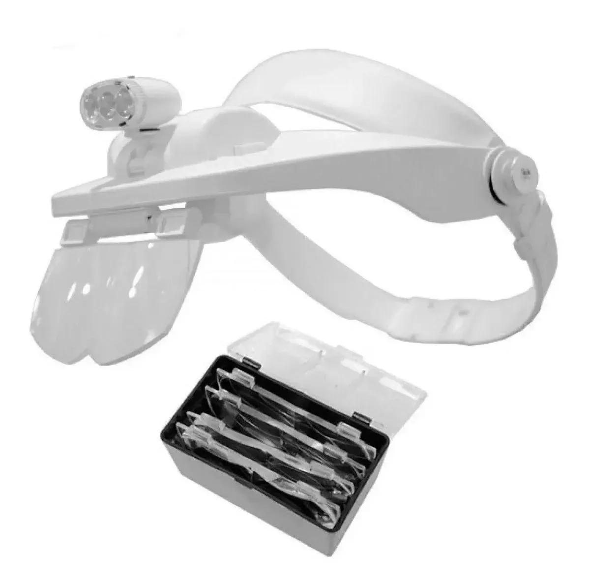Lupa De Pala Com 4 Lentes E 3 Leds Mg81001e Branca