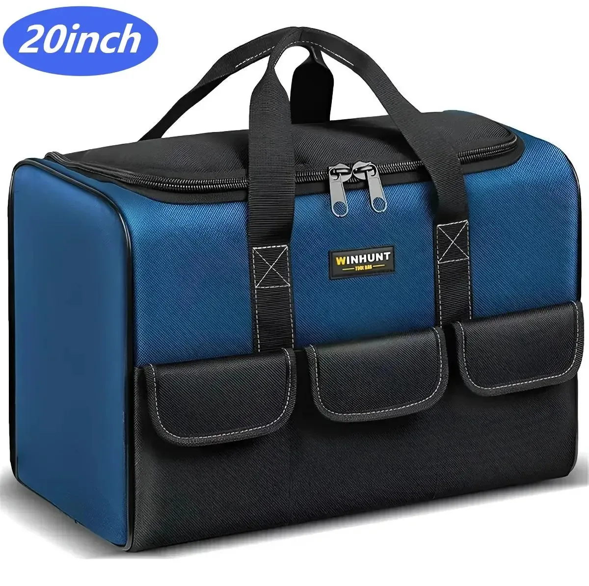 Mochila para ferramentas elétricas de 20 polegadas, bolsa de ferramentas para eletricista, organizador com vários bolsos, mala impermeável resistente à água e ao desgaste, cor azul