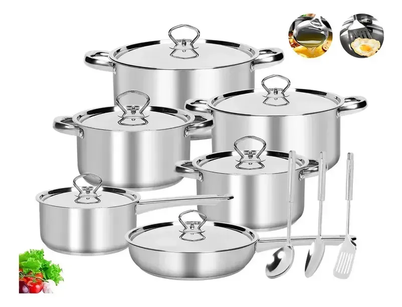 Conjunto de utensílios de cozinha Tuomo Conjunto de utensílios de cozinha de aço inoxidável de 15 peças