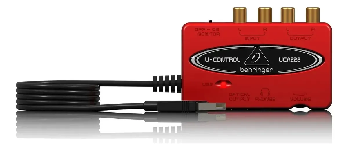 Interface de placa de áudio Behringer Uca222 2 entradas e saídas