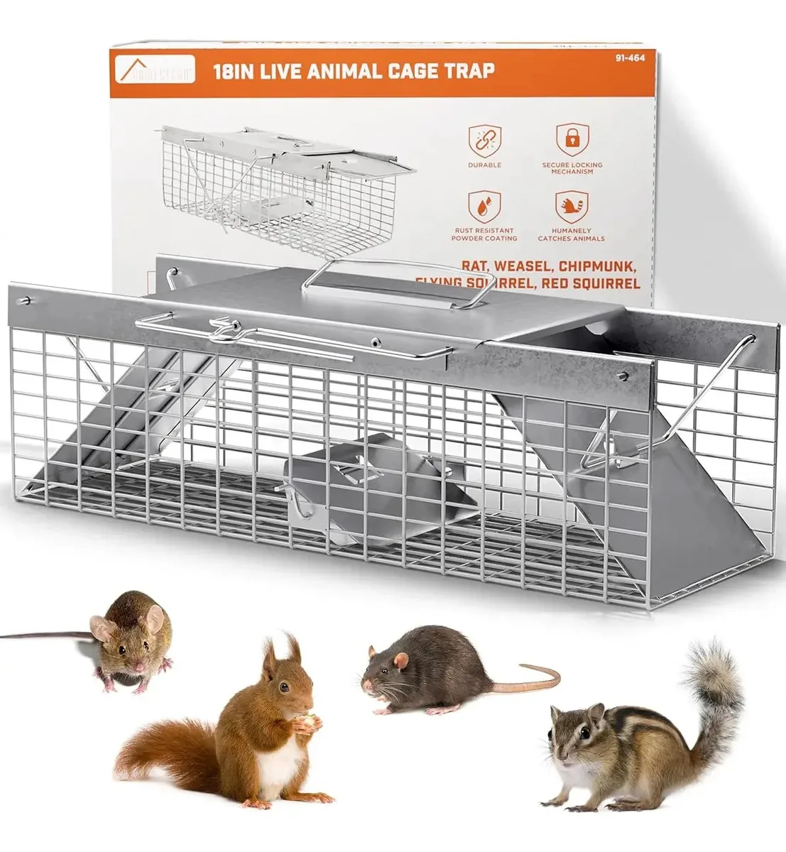 Armadilha humanitária para roedores com porta dupla
