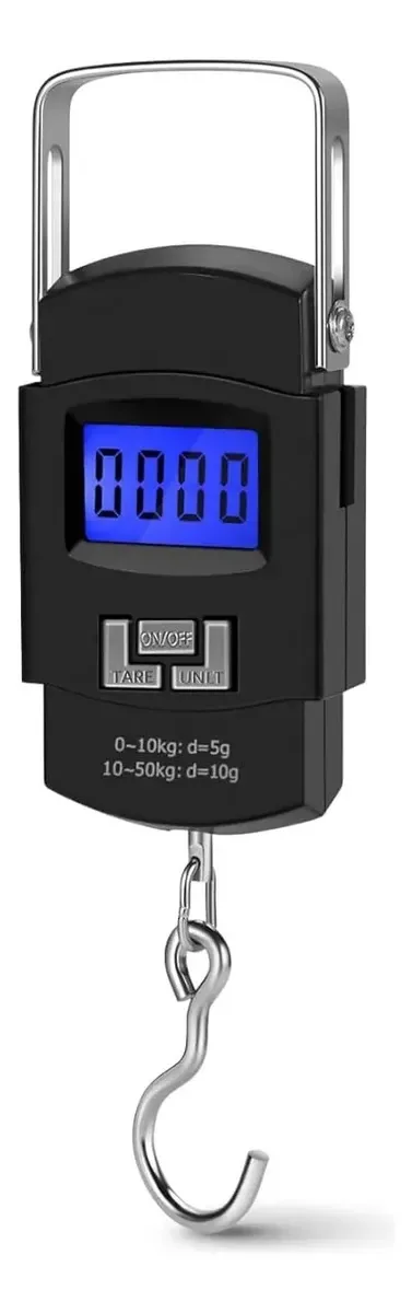 Balança digital portátil para bagagem e peixe 110 libras preta