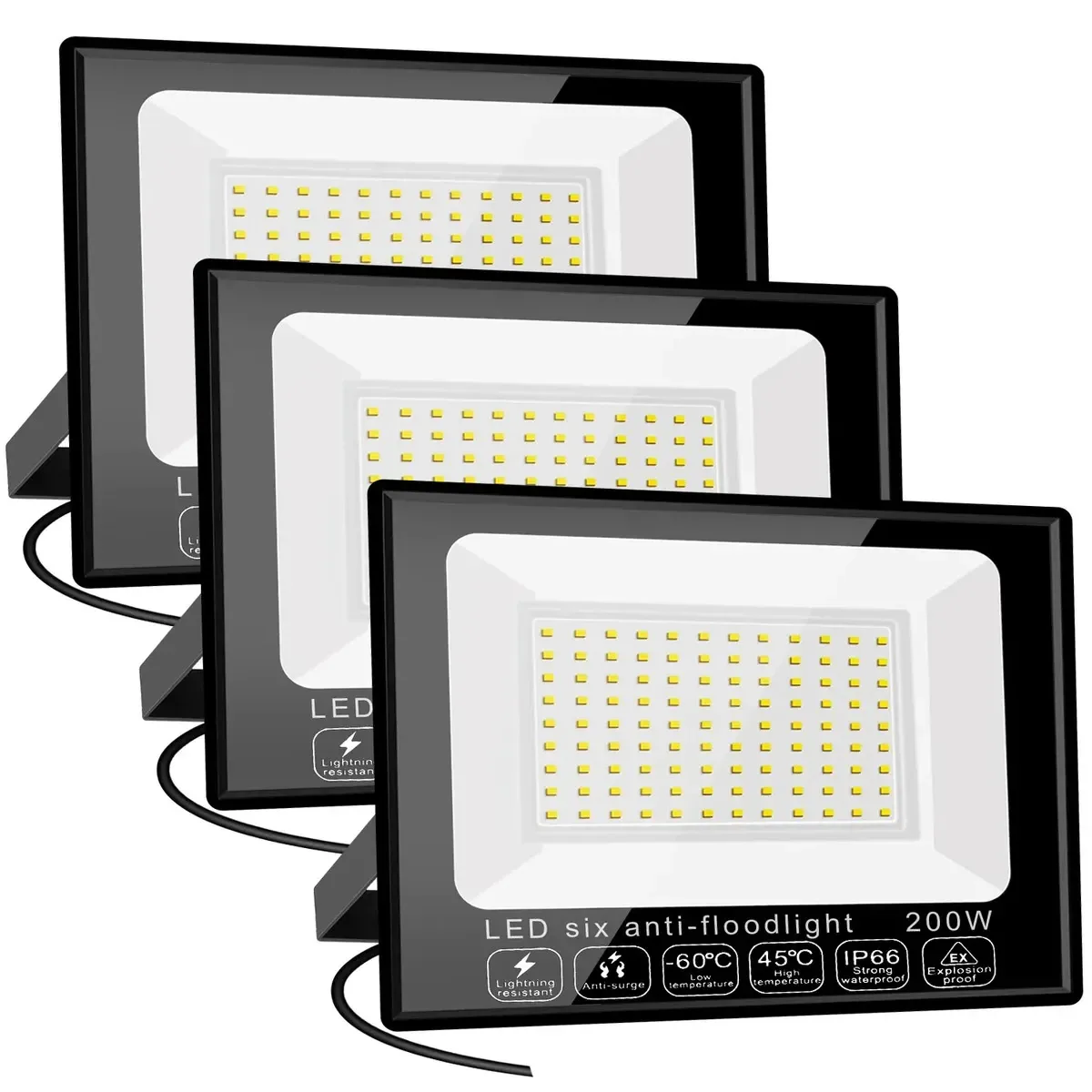 Lâmpada LED externa de 3 refletores de alta potência 200w Ip66