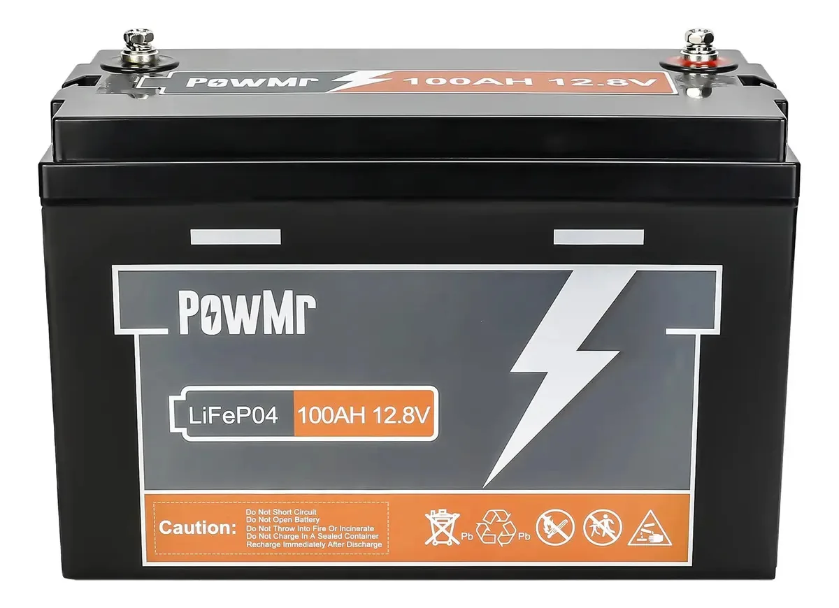 Bateria solar Powmr Lifepo4 12.8v 100ah com Bms embutido