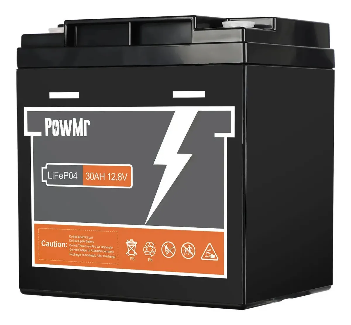 Bateria solar Powmr Lifepo4 12.8v 30ah com BMS embutido