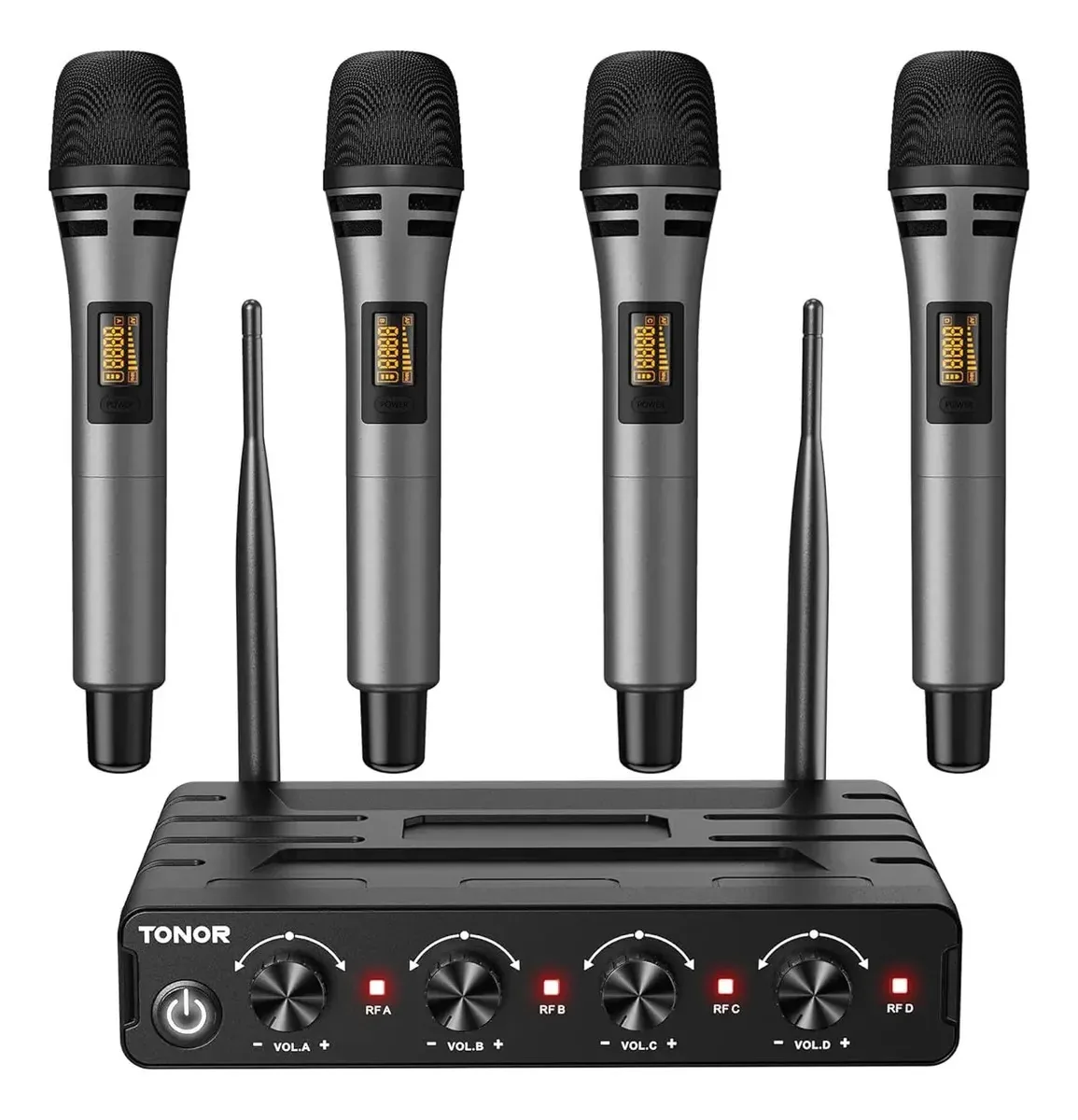 Microfone sem fio UHF para karaokê e apresentações cinza