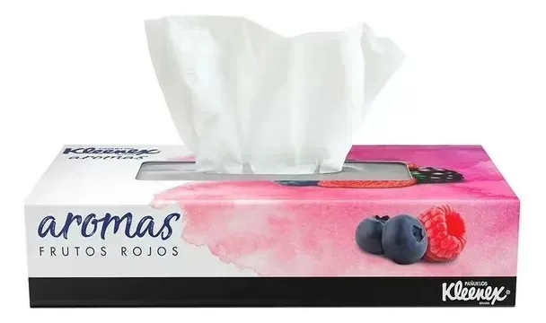 7 peças de lenços Kleenex com aromas de frutas vermelhas, 90 unidades HD, brancos