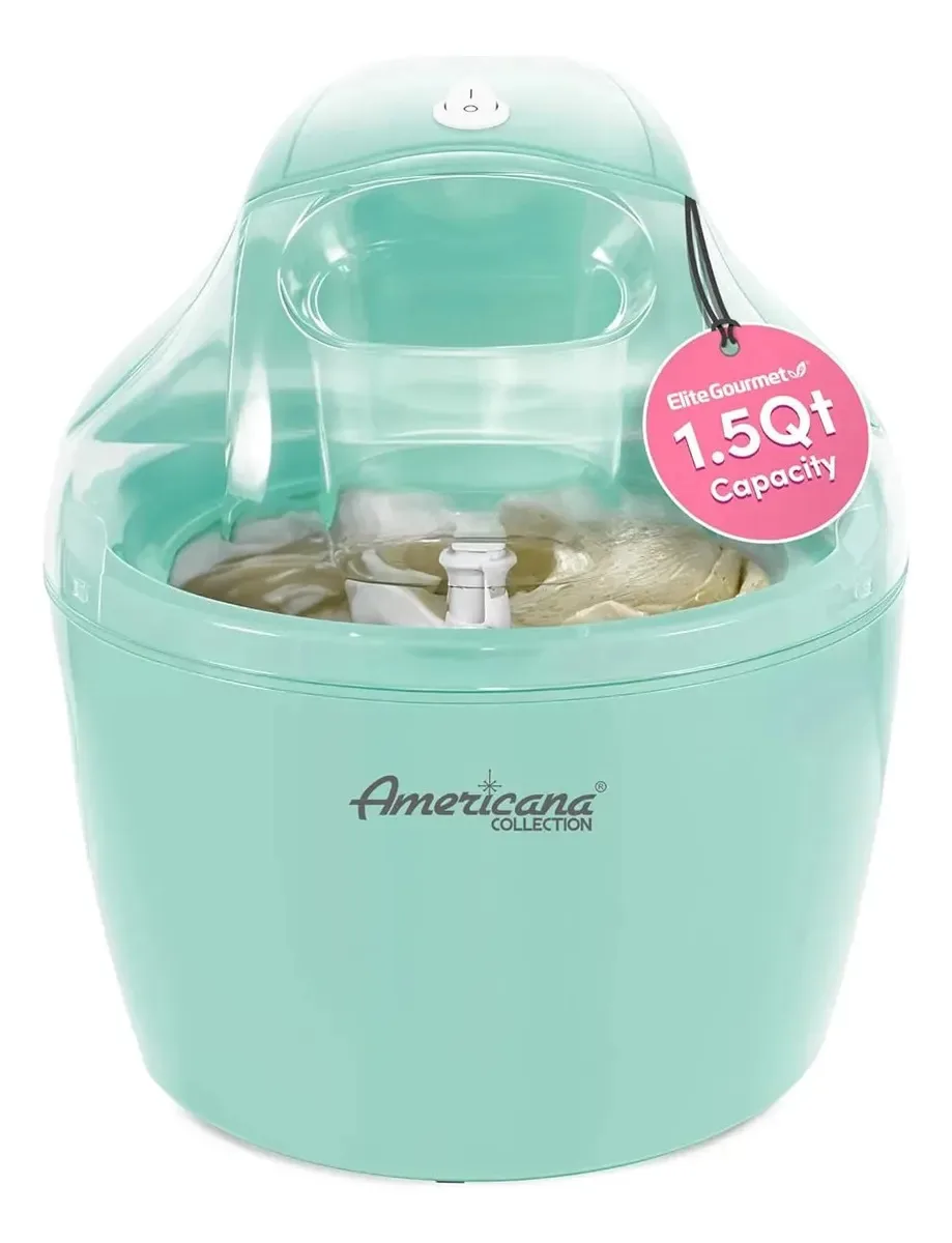 Máquina de sorvete elétrica automática verde para sobremesas caseiras