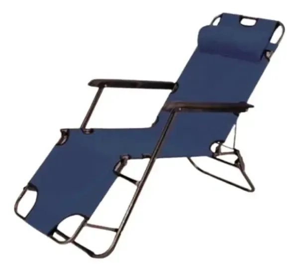 Cadeira de acampamento dobrável, cama reclinável, camisas portáteis, cor azul escuro