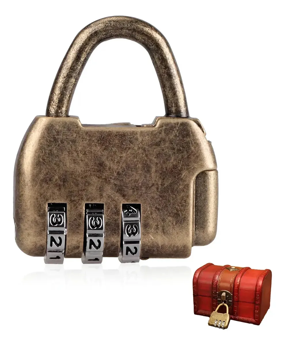Fechadura de combinação vintage para bagagem e bolsas em bronze