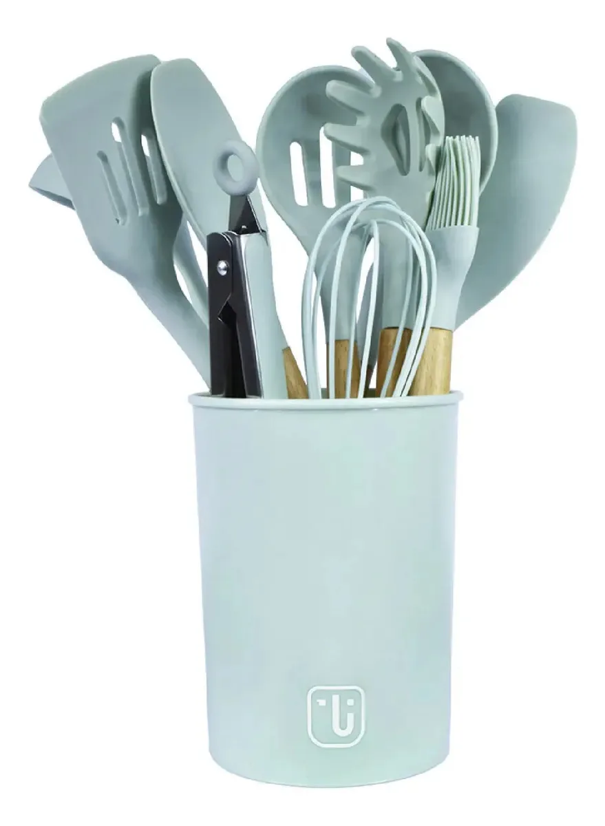 Conjunto de 12 utensílios de cozinha de silicone Calipso Simplit Celeste
