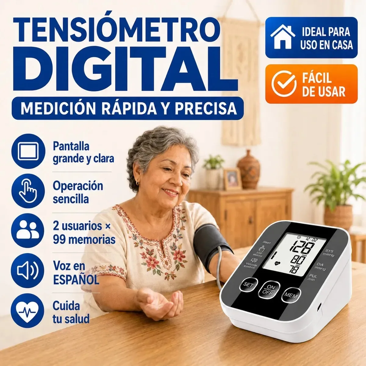 Monitor USB recarregável Baumanometer Digital Arm Monitor de pressão arterial Monitor de pressão arterial Dispositivo verificador de pressão arterial
