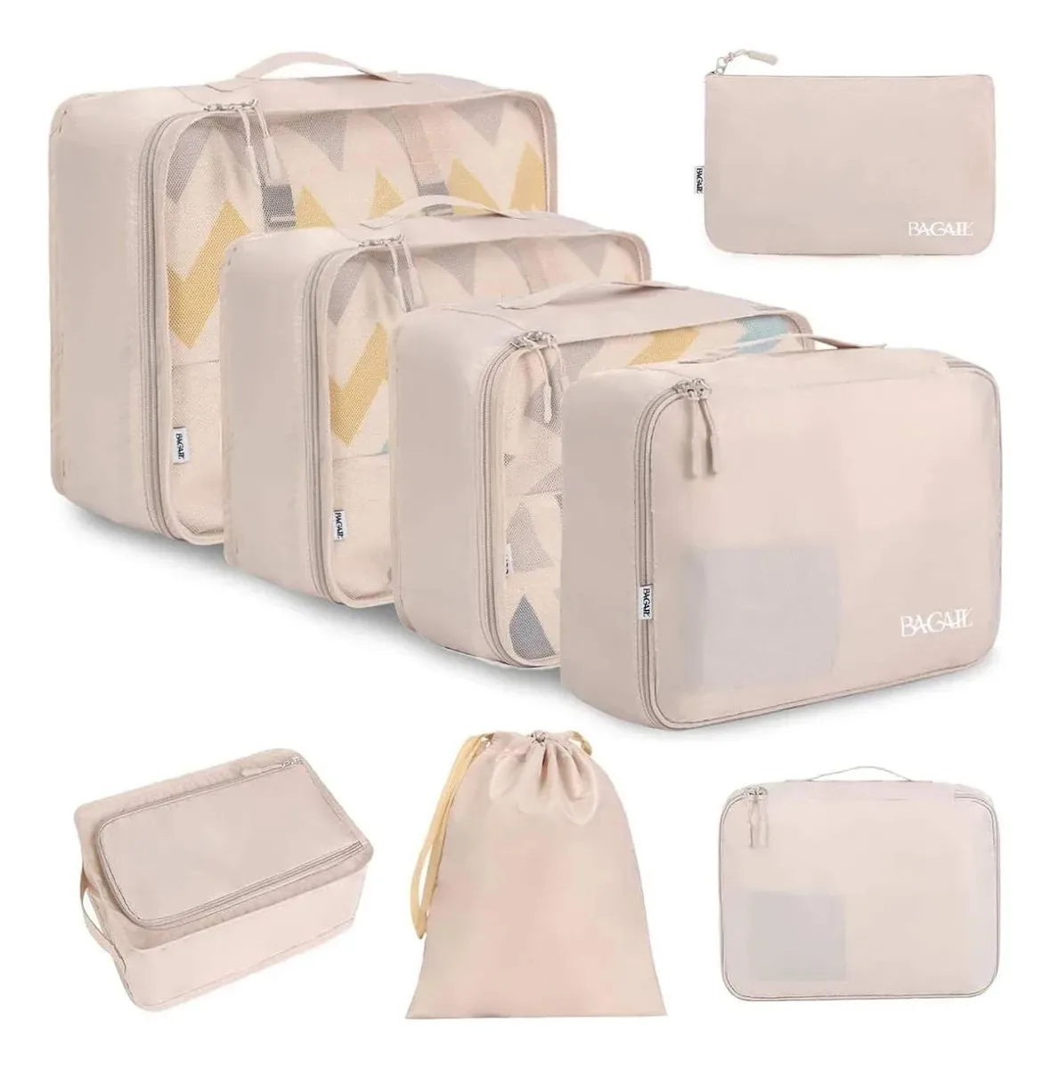 Organizadores de bagagem - conjunto de 8 malas de viagem em creme