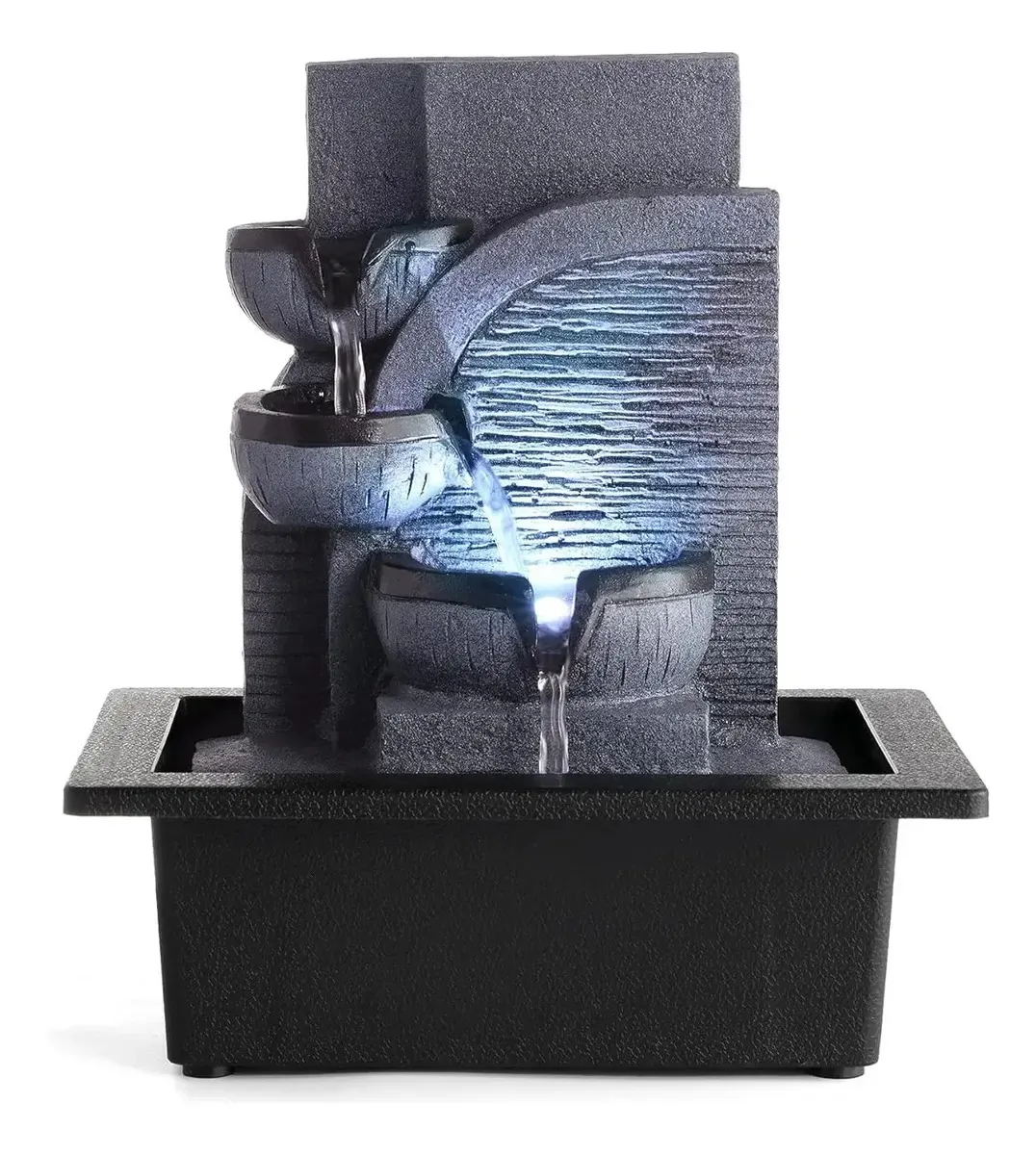 Fonte de água interior LED para decoração zen verde claro