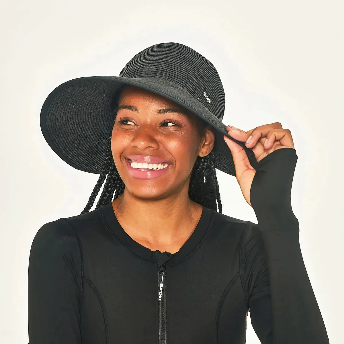 Chapéu De Palha Uv Com Proteção Solar Santorini Preto Preto Un
