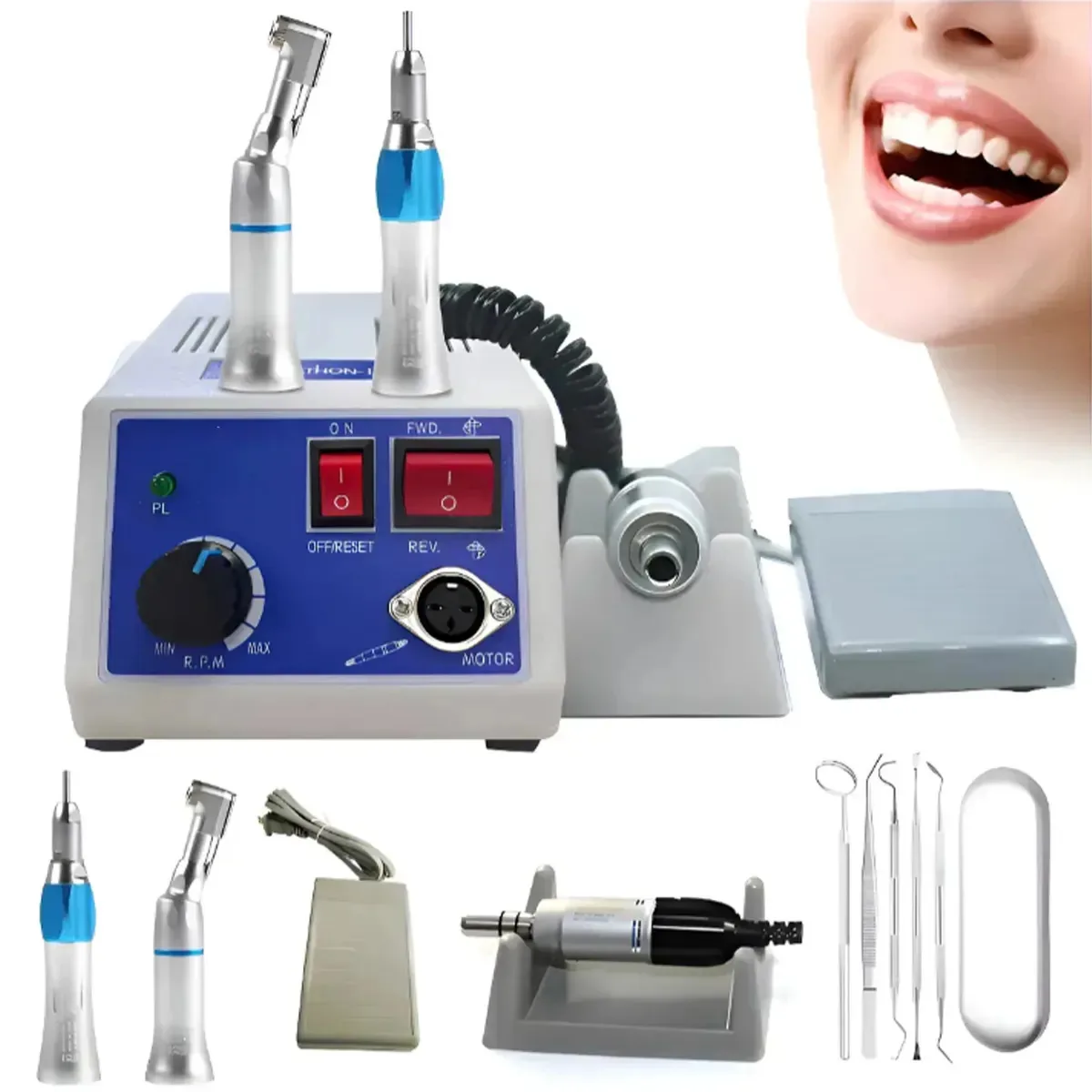 Polidor dentário Micromotor Sander N3 Straight Connector Angus Polidor dental elétrico portátil com conector E portátil Conjunto de ferramentas dentárias Sanders de 35.000 RPM